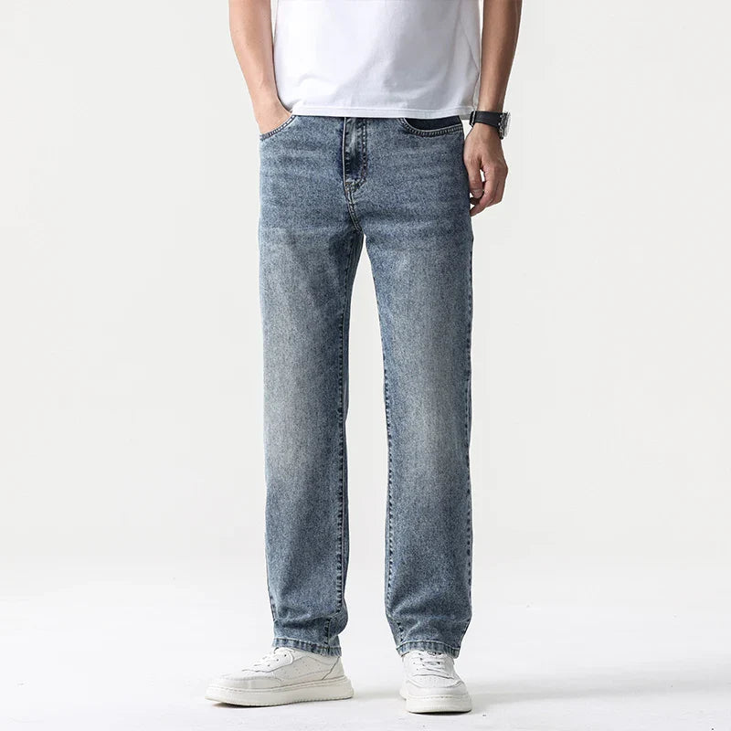 Jean Large Décontracté pour Homme en Lyocell – Coupe Droite et Taille Mi-Haute