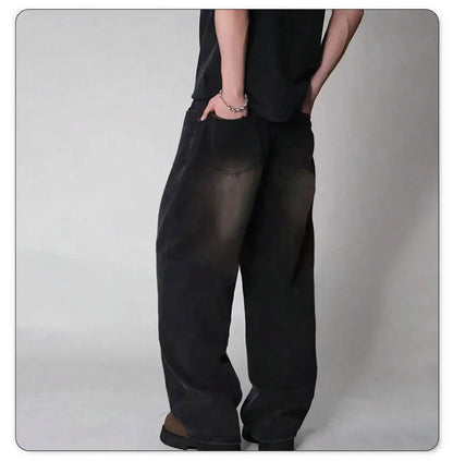Jean Large Men in Cotton – Mid-High Baggy Style with Pockets and Enzyme Wash