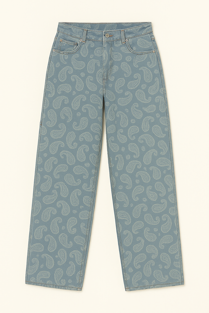 Men's Paisley Print Jeans – Comfortable Denim in Skinny, Relaxed, and Straight Fit