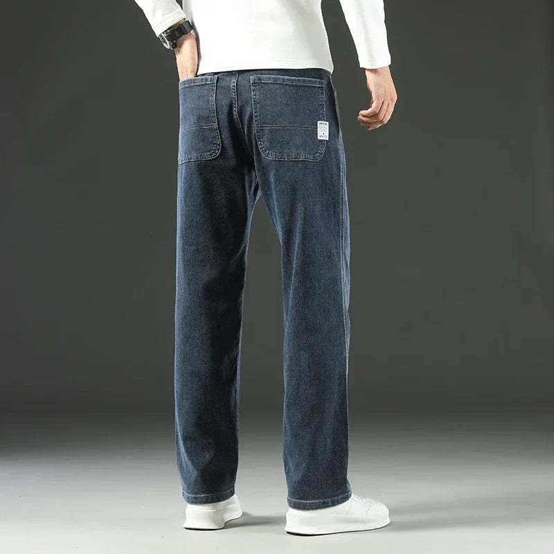 Jeans Amples pour Hommes en Coton Élastique – Style Business Casual