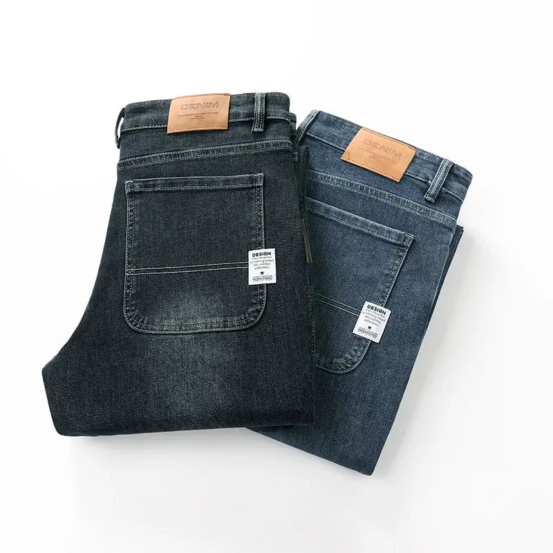Jeans Amples pour Hommes en Coton Élastique – Style Business Casual