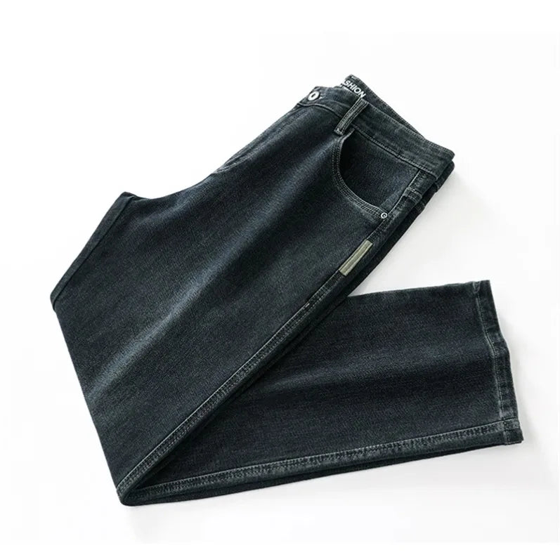 Jeans Amples pour Hommes en Coton Élastique – Style Business Casual