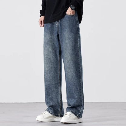Baggy Straight Jeans for Men in Stretch Denim – Retro Style Inspired by the 2000s