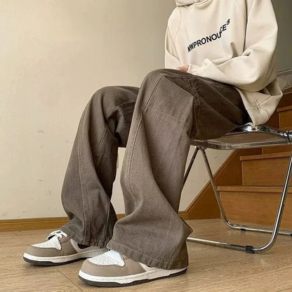 Oversized Cargo Jeans for Men - Washed Denim with Multi-Use Pockets