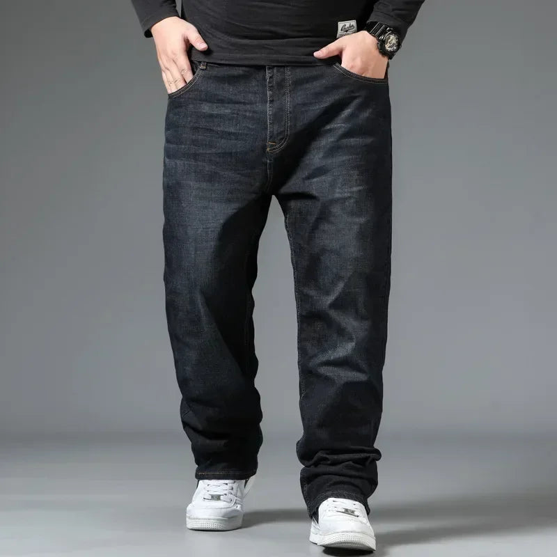 Jeans Décontractés Oversize pour Hommes en Denim Stretch – Taille Haute et Confort Optimal