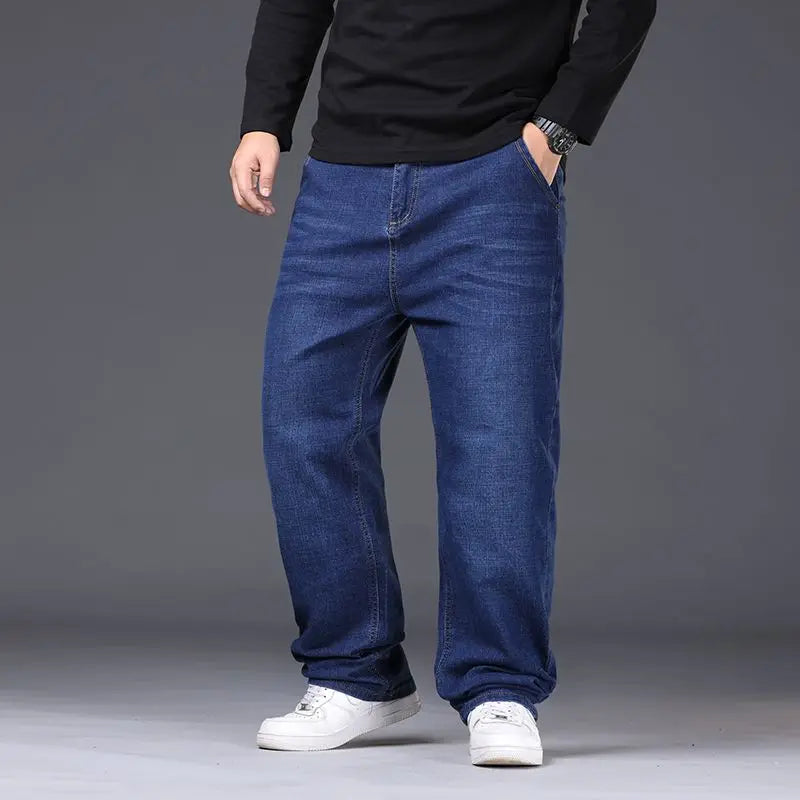 Jeans Décontractés Oversize pour Hommes en Denim Stretch – Taille Haute et Confort Optimal