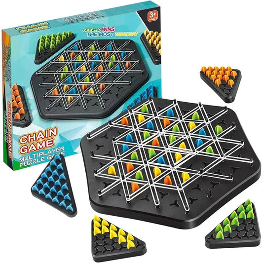 Triangular Strategic Chess Game for 2 to 4 Players – Family Fun with Rubber Bands