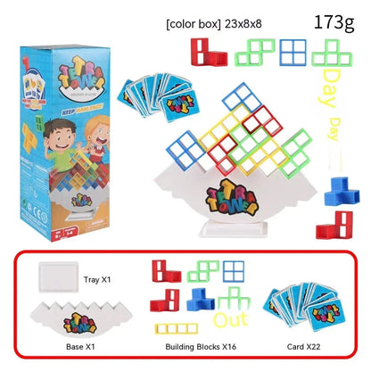 Colorful Tetra Tower Stacking Game – Educational Plastic Puzzle for Children and Adults, Cognitive and Social Development, 2 to 4 Players