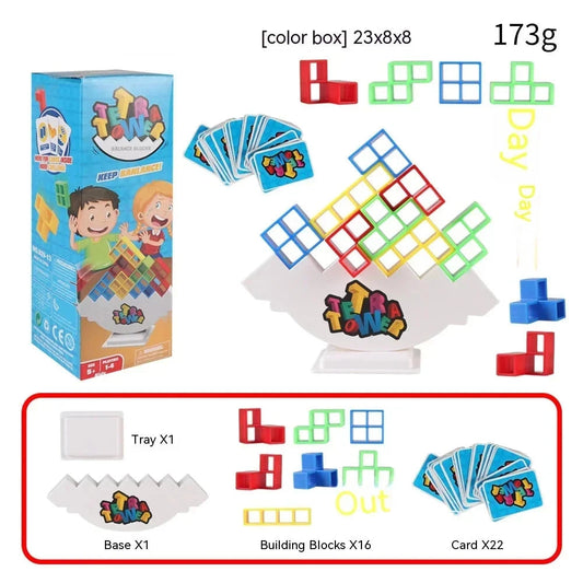Colorful Tetra Tower Stacking Game – Educational Plastic Puzzle for Children and Adults, Cognitive and Social Development, 2 to 4 Players