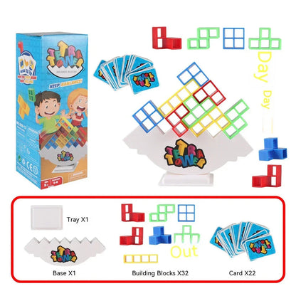 Colorful Tetra Tower Stacking Game – Educational Plastic Puzzle for Children and Adults, Cognitive and Social Development, 2 to 4 Players