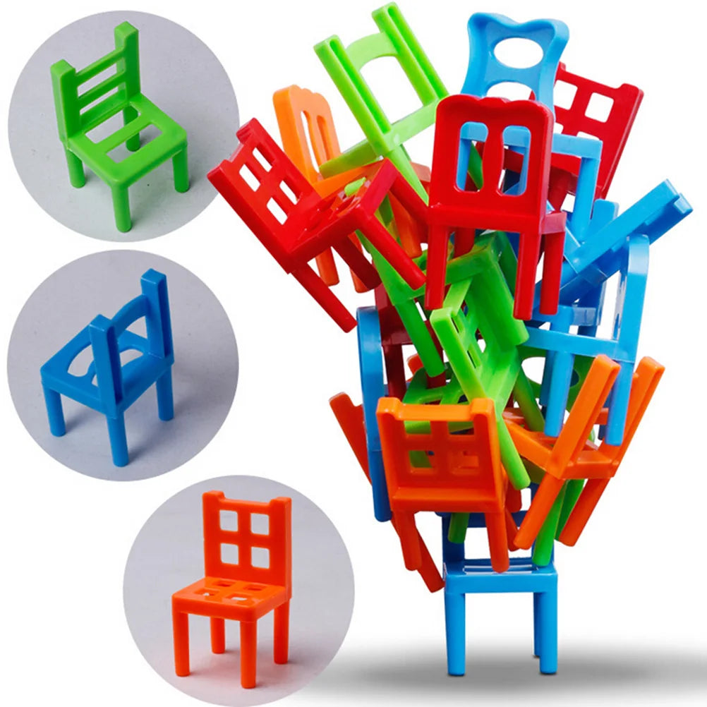 Educational Balance Chair Game for Children – Set of 18 Pieces in Eco-friendly ABS Plastic, Motor Skills and Balance Development