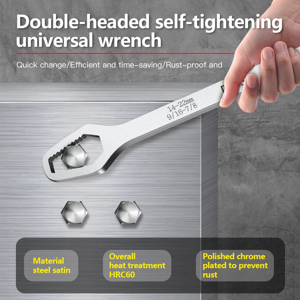 Adjustable Double-Head Torx Wrenches 8 to 22 mm in Chrome Vanadium Steel for Home Repairs