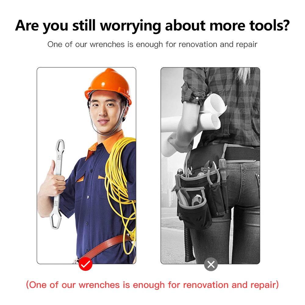 Adjustable Double-Head Torx Wrenches 8 to 22 mm in Chrome Vanadium Steel for Home Repairs