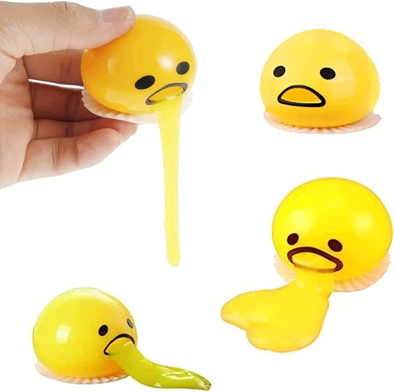 Yellow Compressible Egg Stress Relief Toy with Humorous Effect – Fun Gift for Relaxation and Laughter at the Office