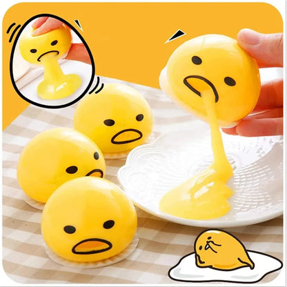 Yellow Compressible Egg Stress Relief Toy with Humorous Effect – Fun Gift for Relaxation and Laughter at the Office