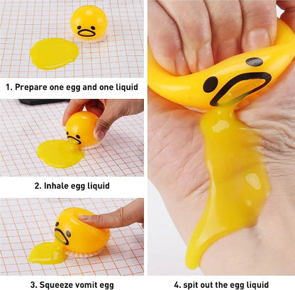 Yellow Compressible Egg Stress Relief Toy with Humorous Effect – Fun Gift for Relaxation and Laughter at the Office