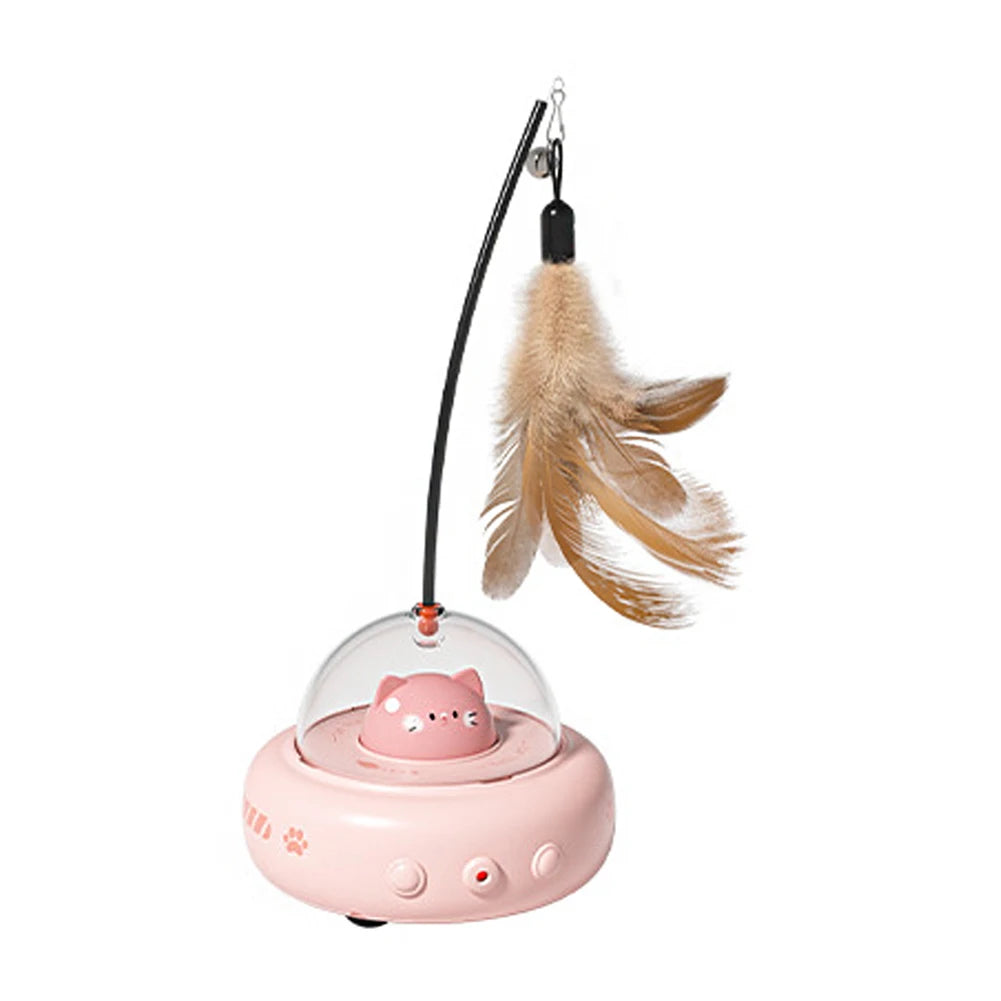 Interactive Electric Toy for Cat with Rechargeable Feather Wand – Game with Vibration Detection and Red Light