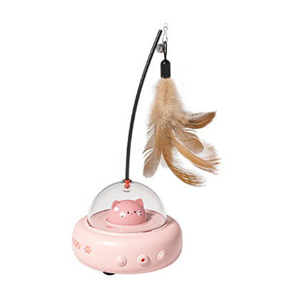 Interactive Electric Toy for Cat with Rechargeable Feather Wand – Game with Vibration Detection and Red Light