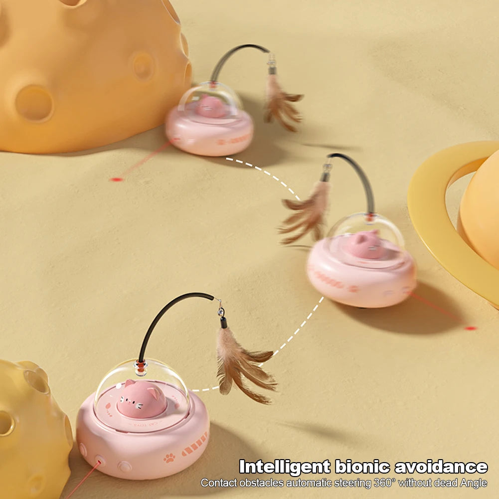 Interactive Electric Toy for Cat with Rechargeable Feather Wand – Game with Vibration Detection and Red Light