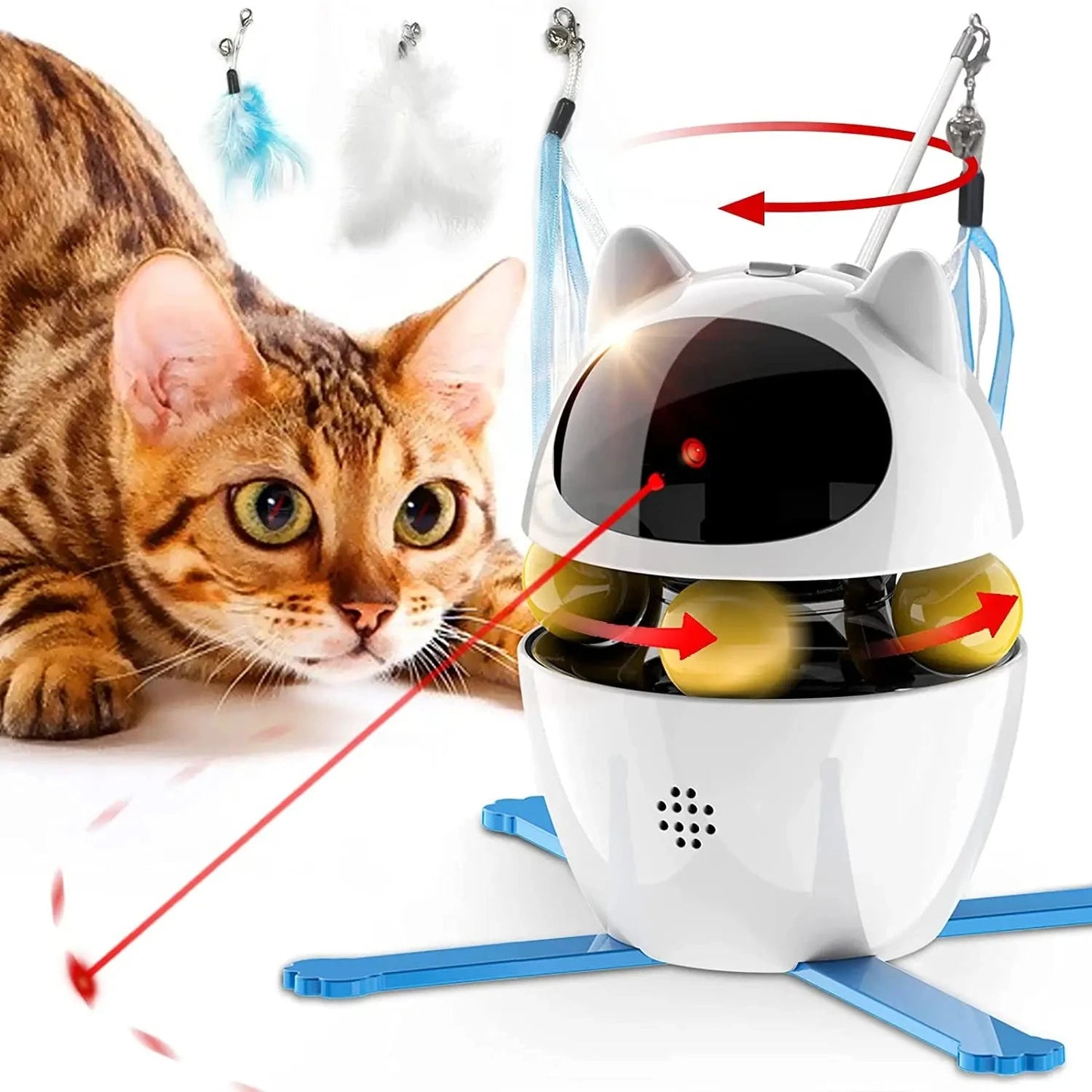 Interactive Toys 4 in 1 for Cats - Feathers, Laser and Ball