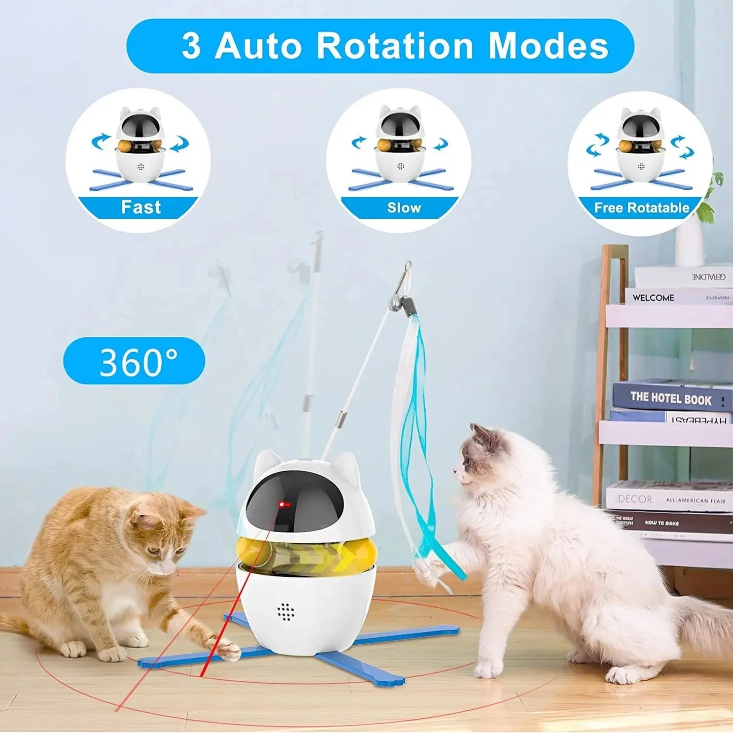 Interactive Toys 4 in 1 for Cats - Feathers, Laser and Ball