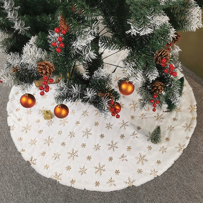 White Faux Fur Christmas Tree Skirt – Decorative Mat 78/90/122cm for Parties