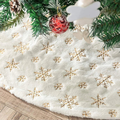 White Faux Fur Christmas Tree Skirt – Decorative Mat 78/90/122cm for Parties