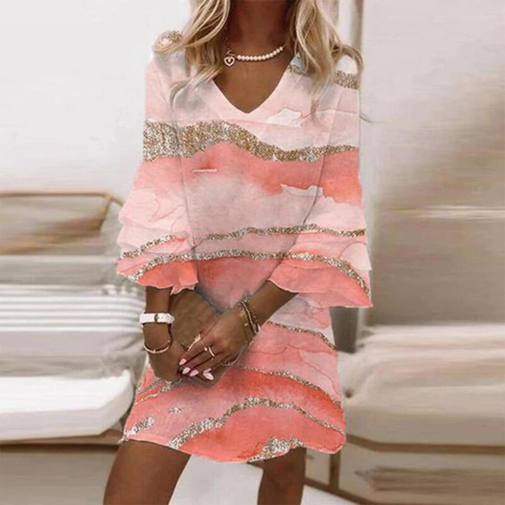 Chic Printed Long Dress for Women – Flattering and Comfortable Fit, Ideal for All Occasions