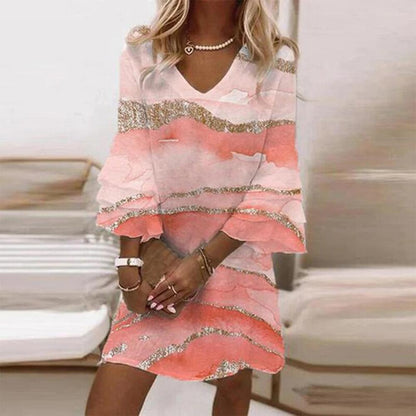 Chic Printed Long Dress for Women – Flattering and Comfortable Fit, Ideal for All Occasions