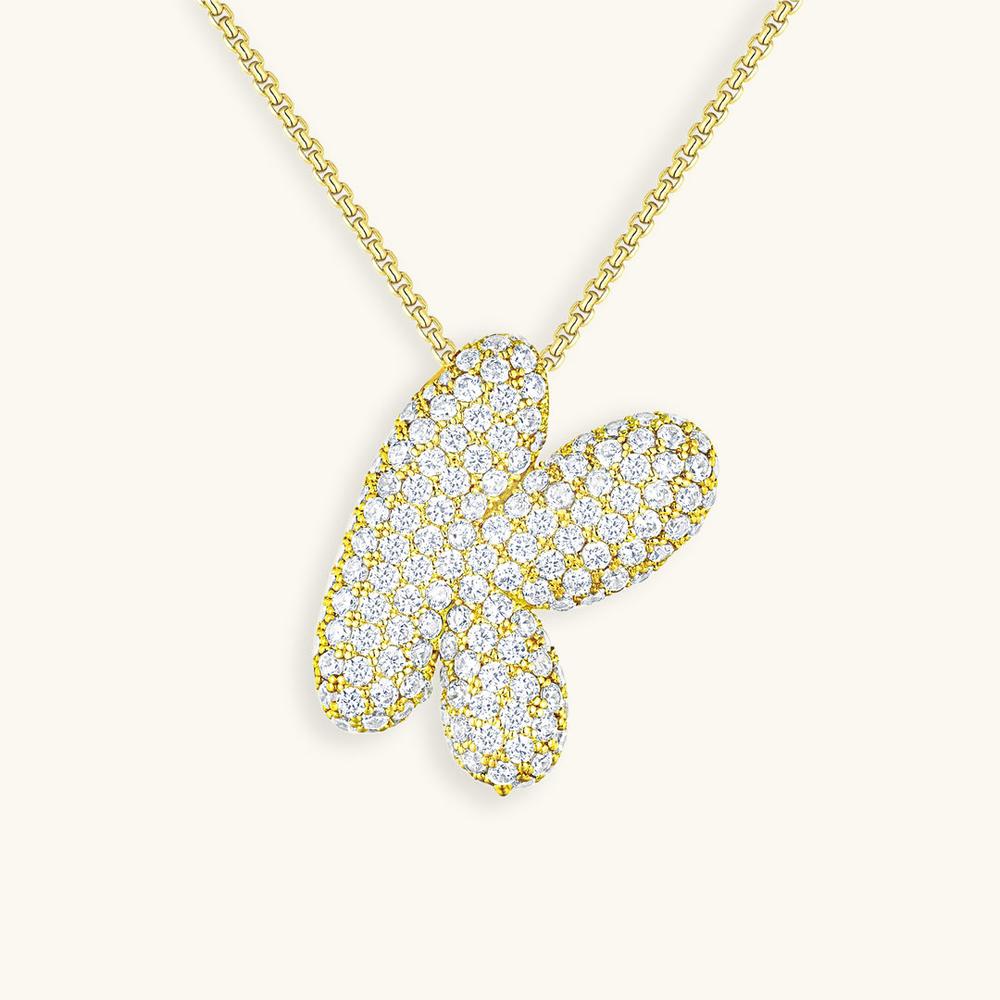 Variant image for Collier Femme Or 18 Carats avec Pendentif Initial et Diamant Simulant 18 pouces-11