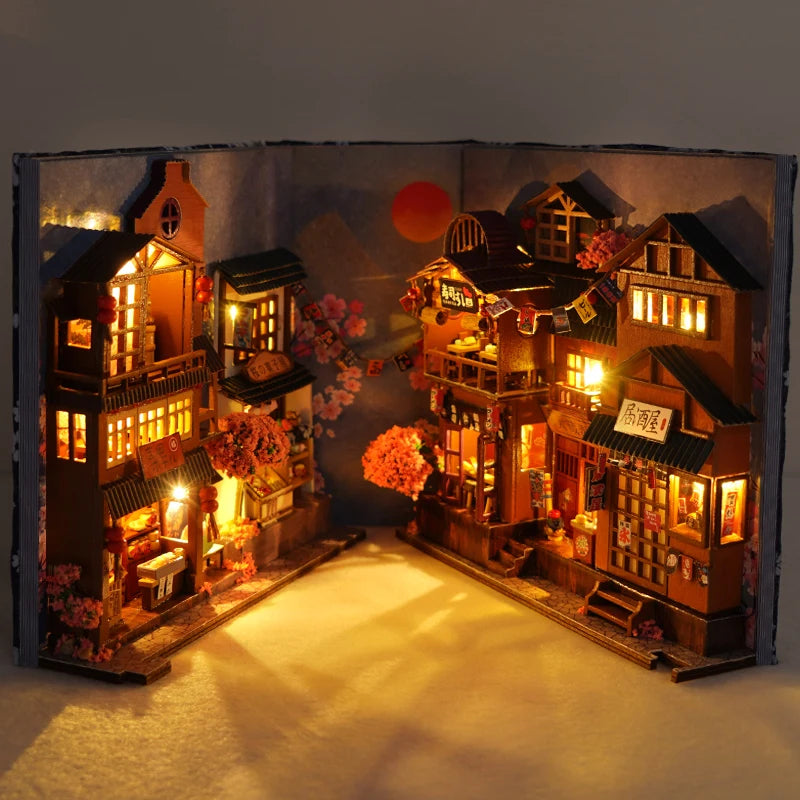 Kit DIY Nook de Livre – Décoration Miniature pour Adolescents et Adultes, Bois et Tissu, Assemblage Créatif avec Accessoires Inclus