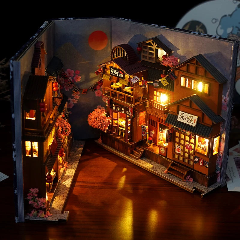 Kit DIY Nook de Livre – Décoration Miniature pour Adolescents et Adultes, Bois et Tissu, Assemblage Créatif avec Accessoires Inclus