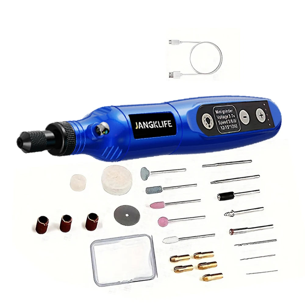 Wireless USB Rotary Tool Kit – Mini Engraving Pen and Drill for DIY, 5 Speeds, Rechargeable Battery