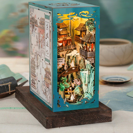 Antiquity Dollhouse Kit Book Nook with Touch Lighting and 3D Puzzle – Elegant DIY Decoration for Bookshelf