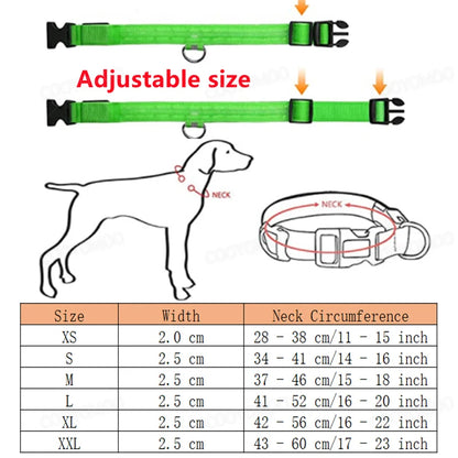 LED Dog Collar with USB Charging – Adjustable Luminous Safety Collar for Night Visibility