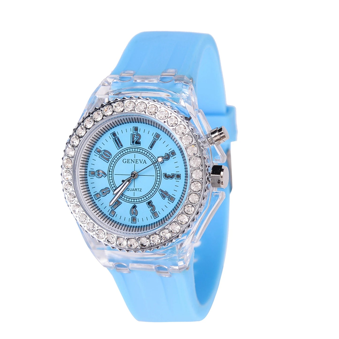 LED Luminous Silicone Wrist Watch for Kids and Adults with Rhinestone Design – Comfortable and Durable Unisex Fashion Accessory
