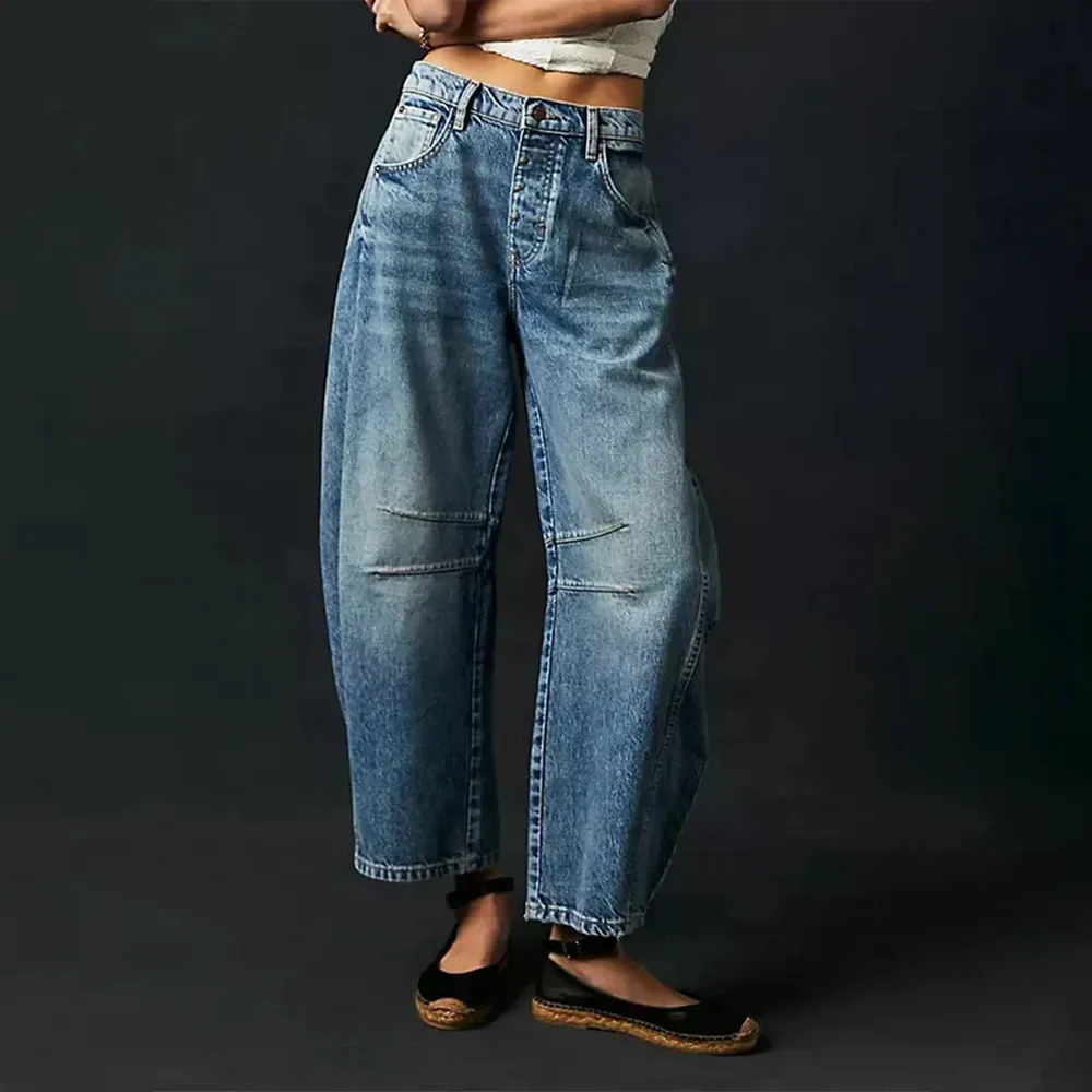 Jean Femme Confort Bleu Taille M Mélange de Coton et Élasthanne