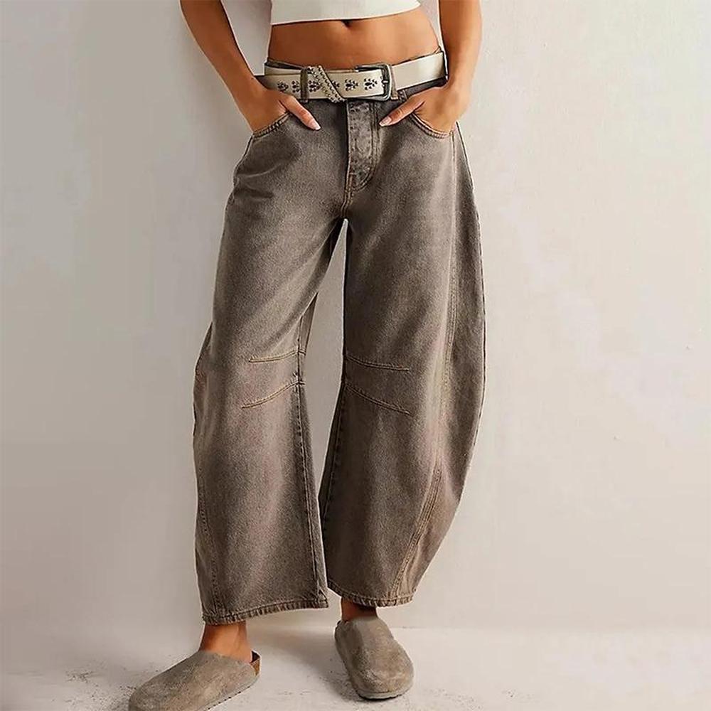 Women's Wide Fluid Cotton Pants – Comfortable Flared and Breathable Fabric, Available in Beige, Brown, White, and Black