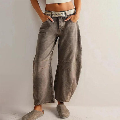 Women's Wide Fluid Cotton Pants – Comfortable Flared and Breathable Fabric, Available in Beige, Brown, White, and Black