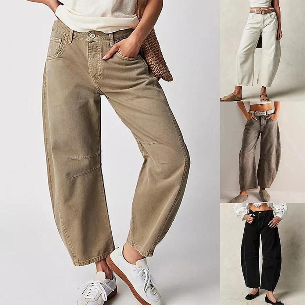 Women's Wide Fluid Cotton Pants – Comfortable Flared and Breathable Fabric, Available in Beige, Brown, White, and Black
