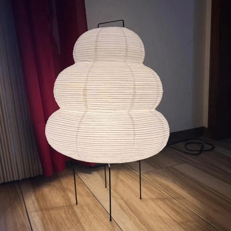 Lampe Décorative en Papier de Riz LED Dimmable Tricolore – Luminaire pour Salon au Design Japonais