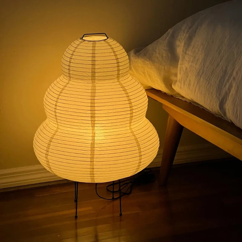 Lampe Décorative en Papier de Riz LED Dimmable Tricolore – Luminaire pour Salon au Design Japonais