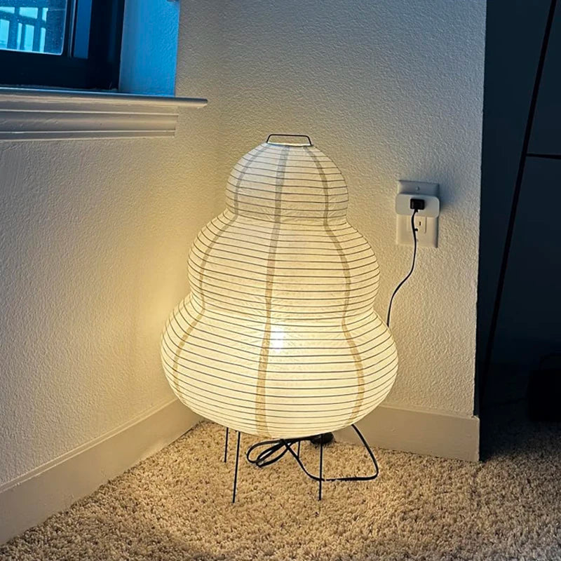 Lampe Décorative en Papier de Riz LED Dimmable Tricolore – Luminaire pour Salon au Design Japonais