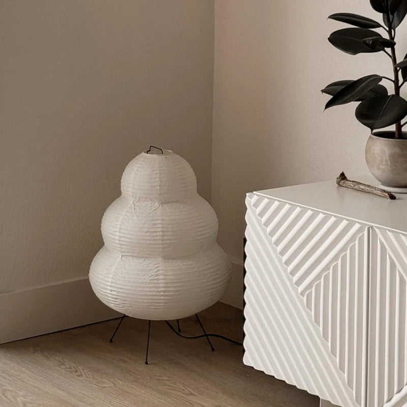 Lampe Décorative en Papier de Riz LED Dimmable Tricolore – Luminaire pour Salon au Design Japonais