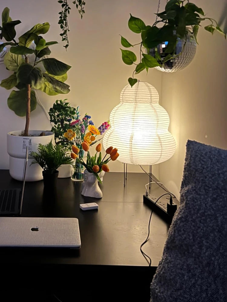 Lampe Décorative en Papier de Riz LED Dimmable Tricolore – Luminaire pour Salon au Design Japonais