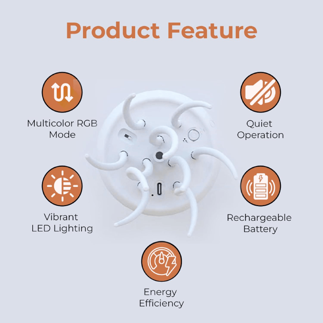 LED Jellyfish Lamp with Color-Changing RGB Lighting and Voice Control – Soothing Ambiance for Indoor Use