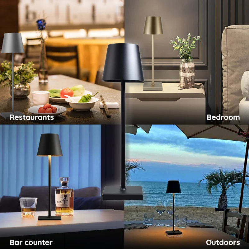 Lampe LED Rechargeable de Table Sans Fil à Contrôle Tactile – 10 Couleurs, Étanche IP65 pour Intérieur et Extérieur