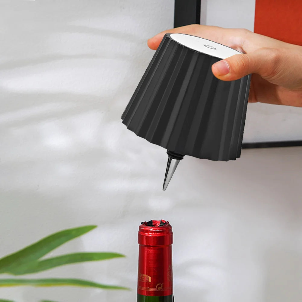 Wireless LED Table Lamp with Touch Control - Portable Rechargeable Lamp for Dinners and Parties, Creative Metal Design