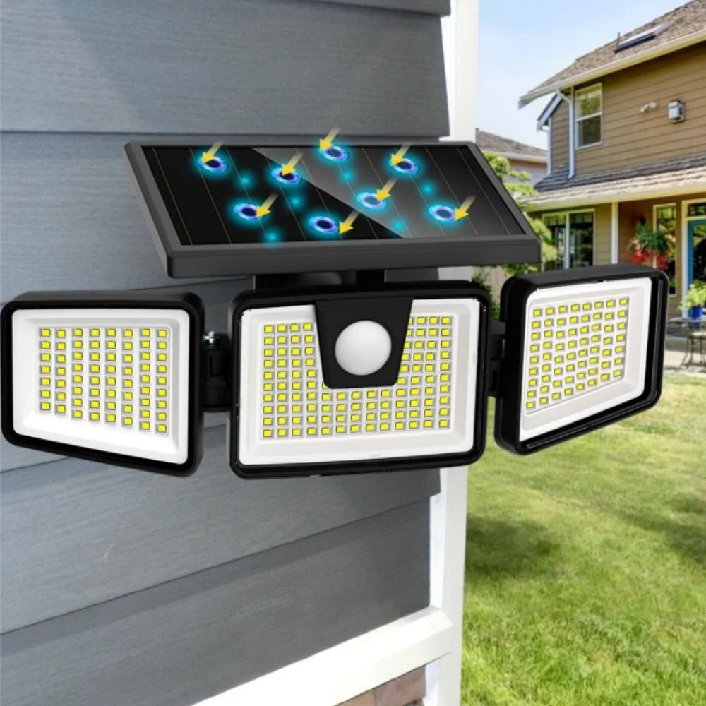 Lampe Solaire Extérieur avec Détecteur de Mouvement - Éclairage Extérieur Solaire IP65, 233 LEDs pour Jardins et Terrasses