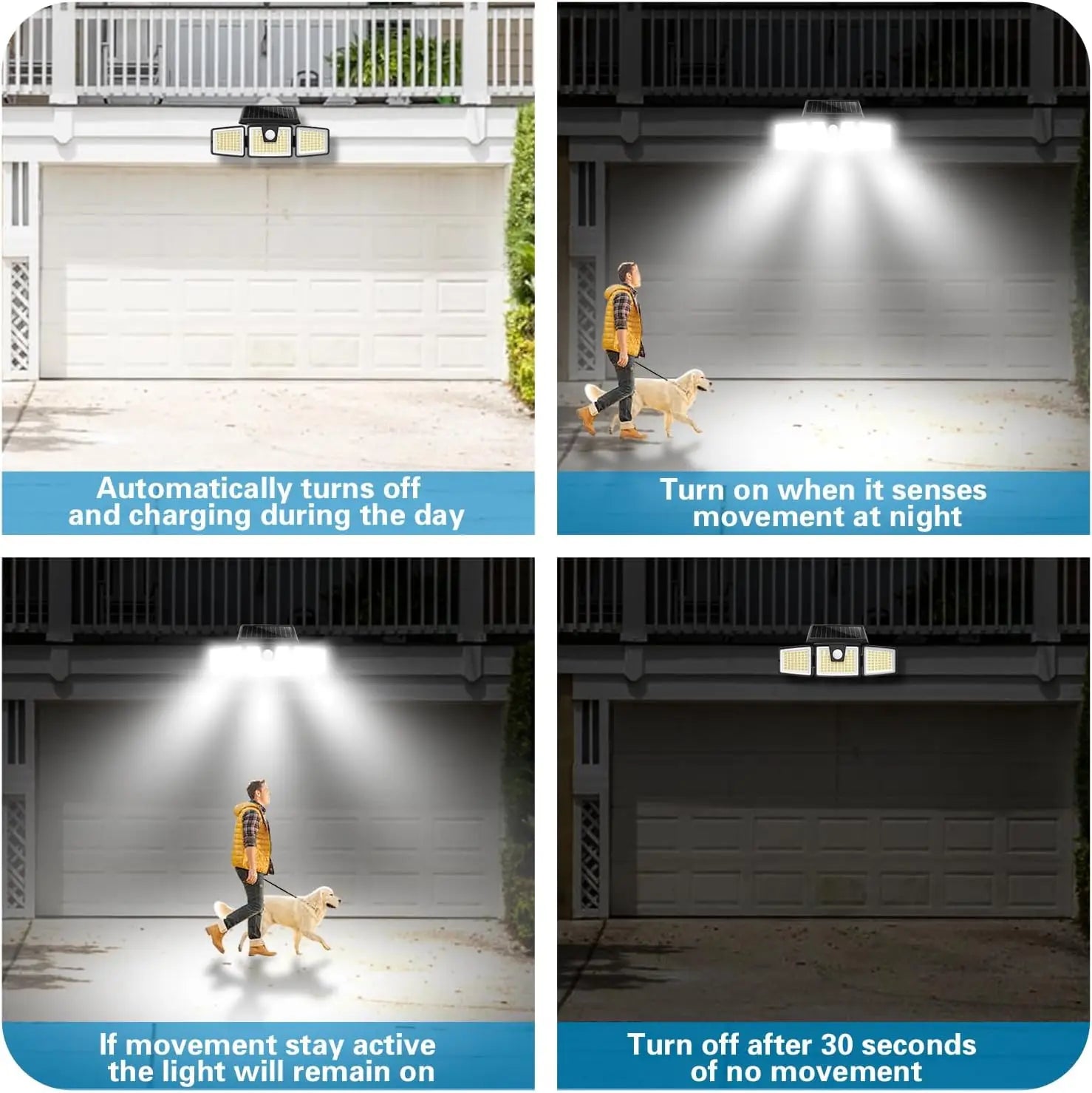 Lampe Solaire Extérieur avec Détecteur de Mouvement - Éclairage Extérieur Solaire IP65, 233 LEDs pour Jardins et Terrasses